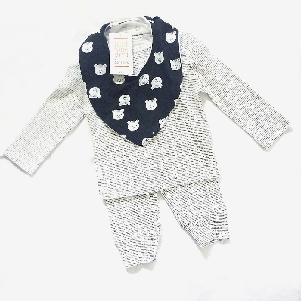 New 3 Piece Outfit With Bib Set 6 Months